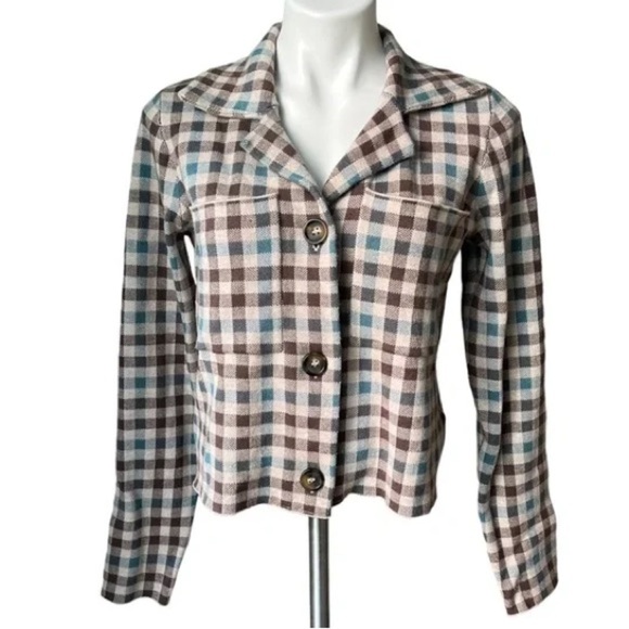 Rachel Zoe Jackets & Blazers - Rachel Zoe Plaid Jacket - Brown, Blue, Cream